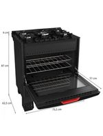 Fogão Mueller 5 Bocas Com Mesa De Vidro E Grades De Ferro Preto Bivolt