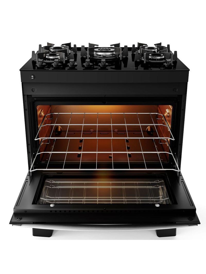 Fogão Atlas 5 Bocas Agile Glass Mesa Vidro Automático Preto