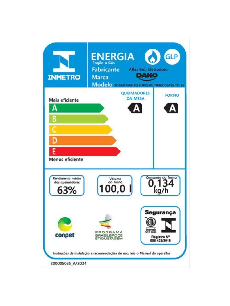 Fogão Dako 5 Bocas A Gas Supreme Timer Glass Titanium Bivolt