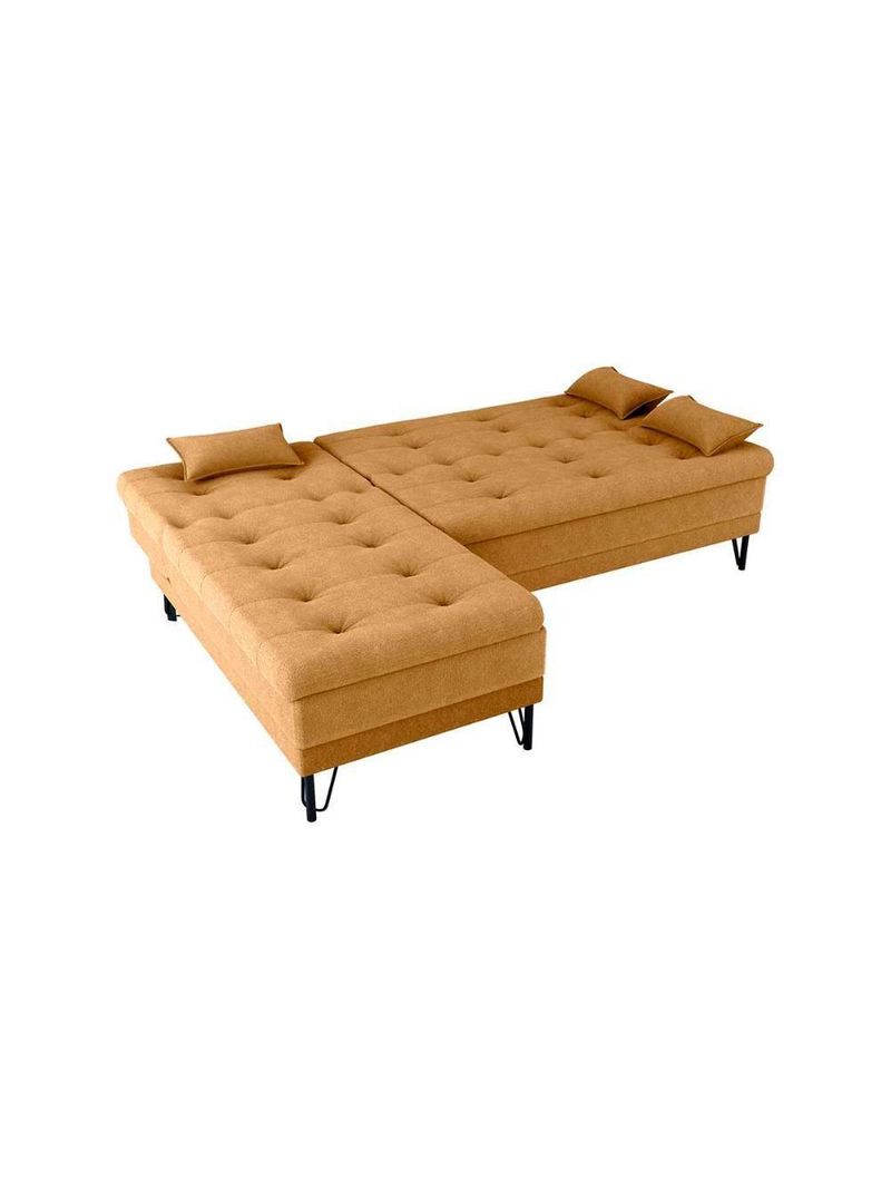 Sofá Cama 3 Lugares Com Chass Casal Luxo Premium Nice Matrix Boucle Mostarda