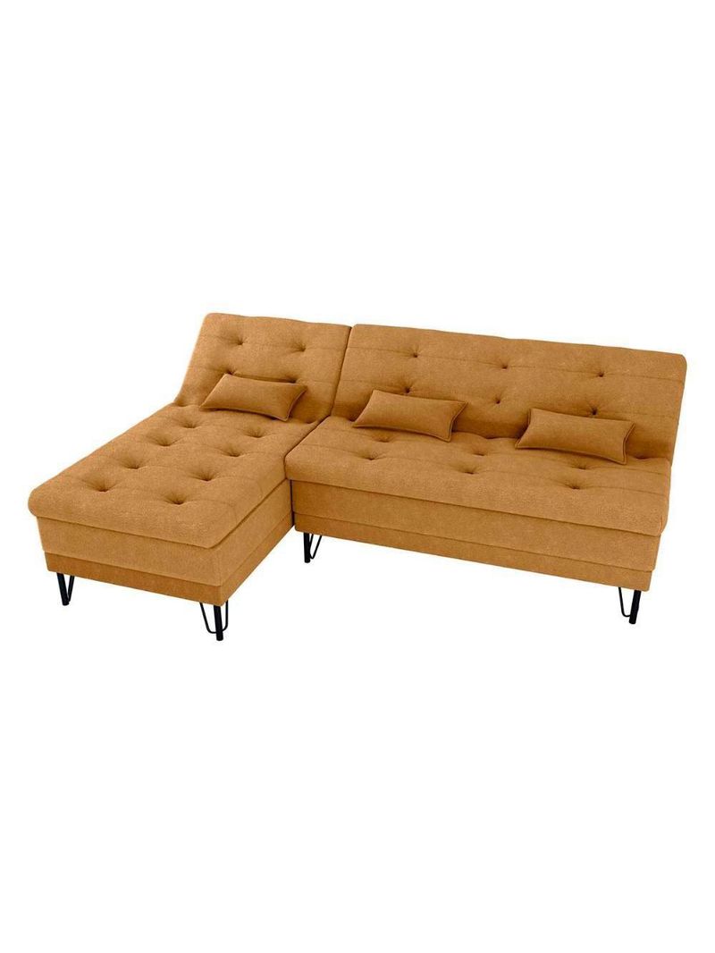 Sofá Cama 3 Lugares Com Chass Casal Luxo Premium Nice Matrix Boucle Mostarda