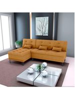 Sofá Cama 3 Lugares Com Chass Casal Luxo Premium Nice Matrix Boucle Mostarda