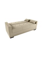 Sofá Cama 3 Lugares Reclinável Casal Premium 2,03 Larg Lavinia Matrix Suede Bege