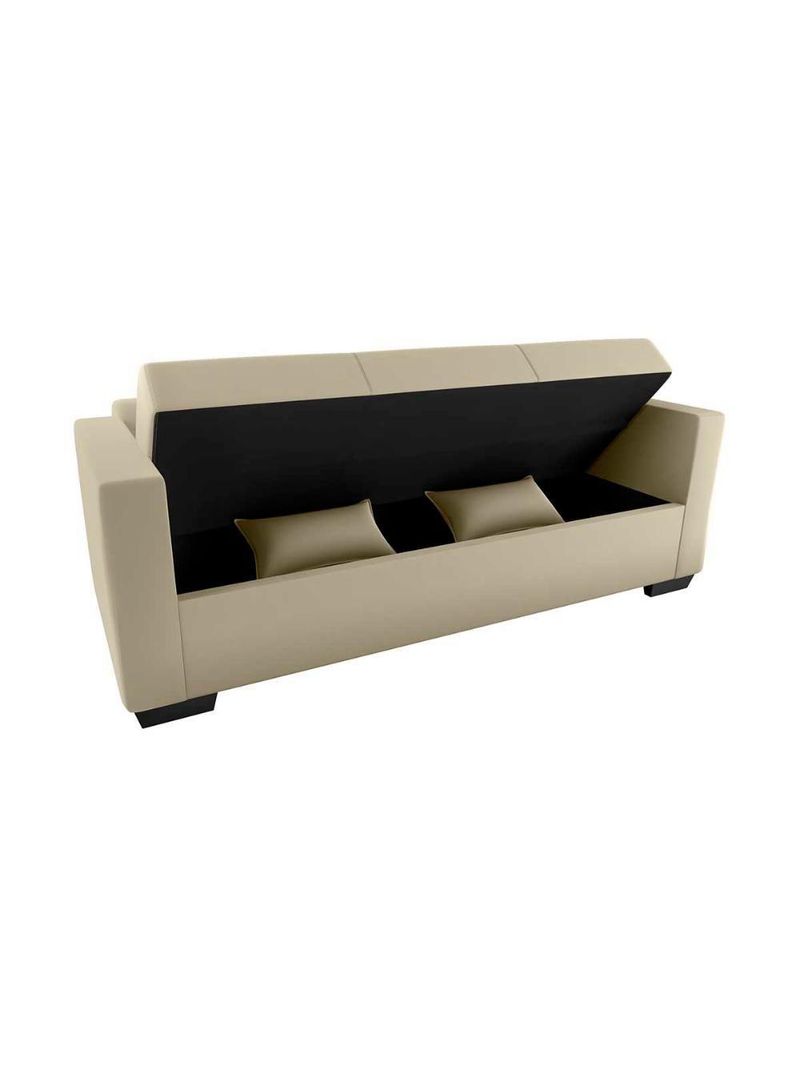 Sofá Cama 3 Lugares Reclinável Casal Premium 2,03 Larg Lavinia Matrix Suede Bege