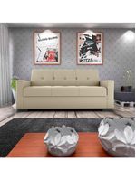 Sofá Cama 3 Lugares Reclinável Casal Premium 2,03 Larg Lavinia Matrix Suede Bege