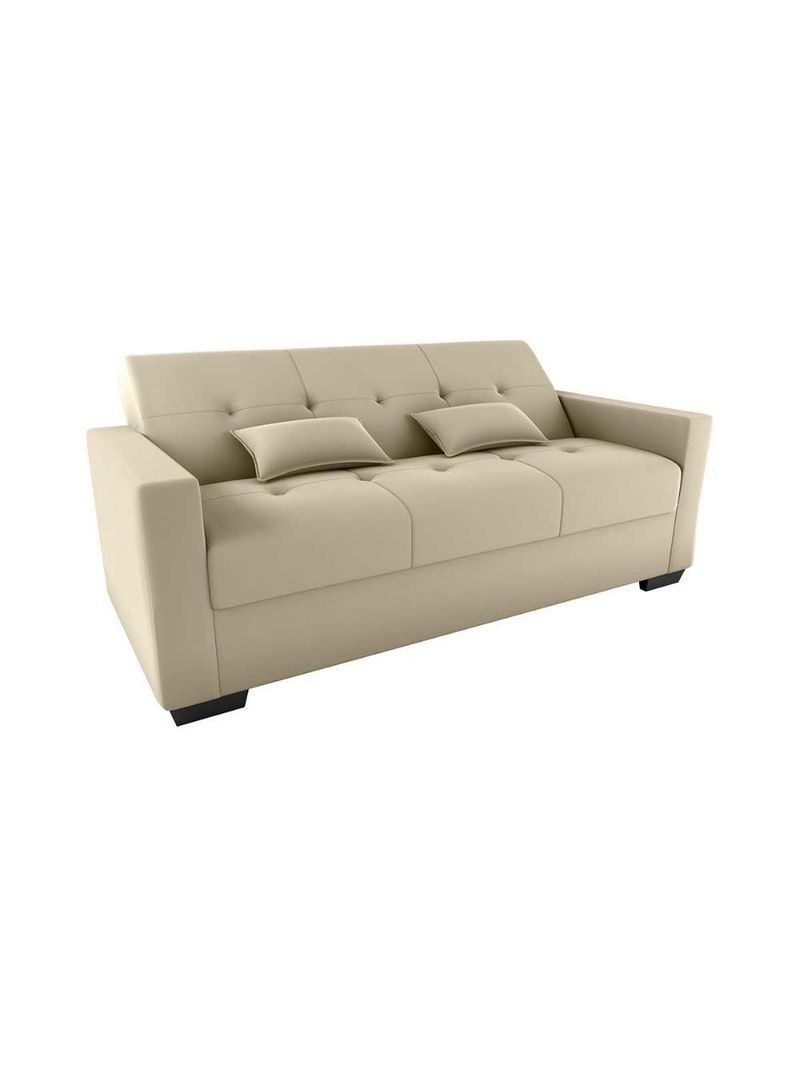 Sofá Cama 3 Lugares Reclinável Casal Premium 2,03 Larg Lavinia Matrix Suede Bege