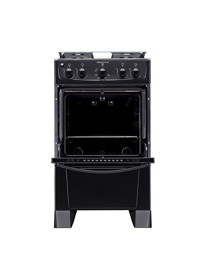 Fogão 4 Bocas Atlas Mônaco Plus Com Mesa Inox E Acendimento Automático Preto Bivolt