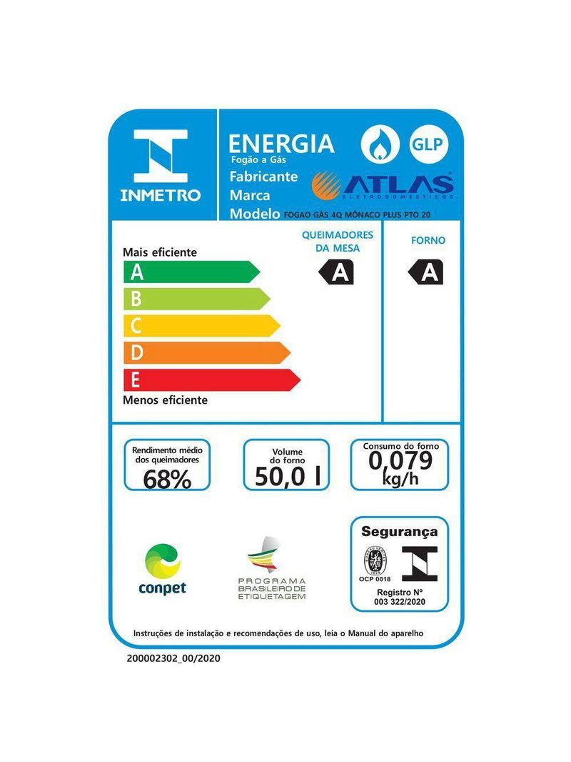 Fogão 4 Bocas Atlas Mônaco Plus Com Mesa Inox E Acendimento Automático Preto Bivolt