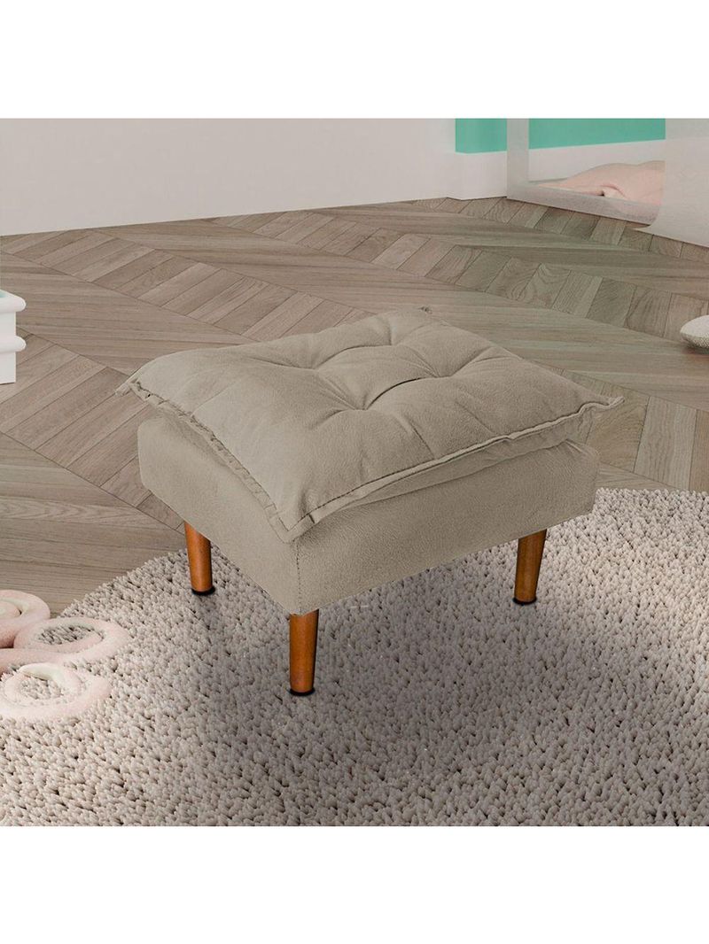 Poltrona De Amamentação Loana Com Puff Suede Bege Escuro