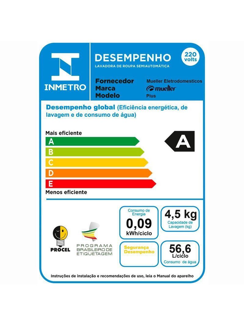 Lavadora Semiautomática Plus 45kg Preta 220v Preto 220v