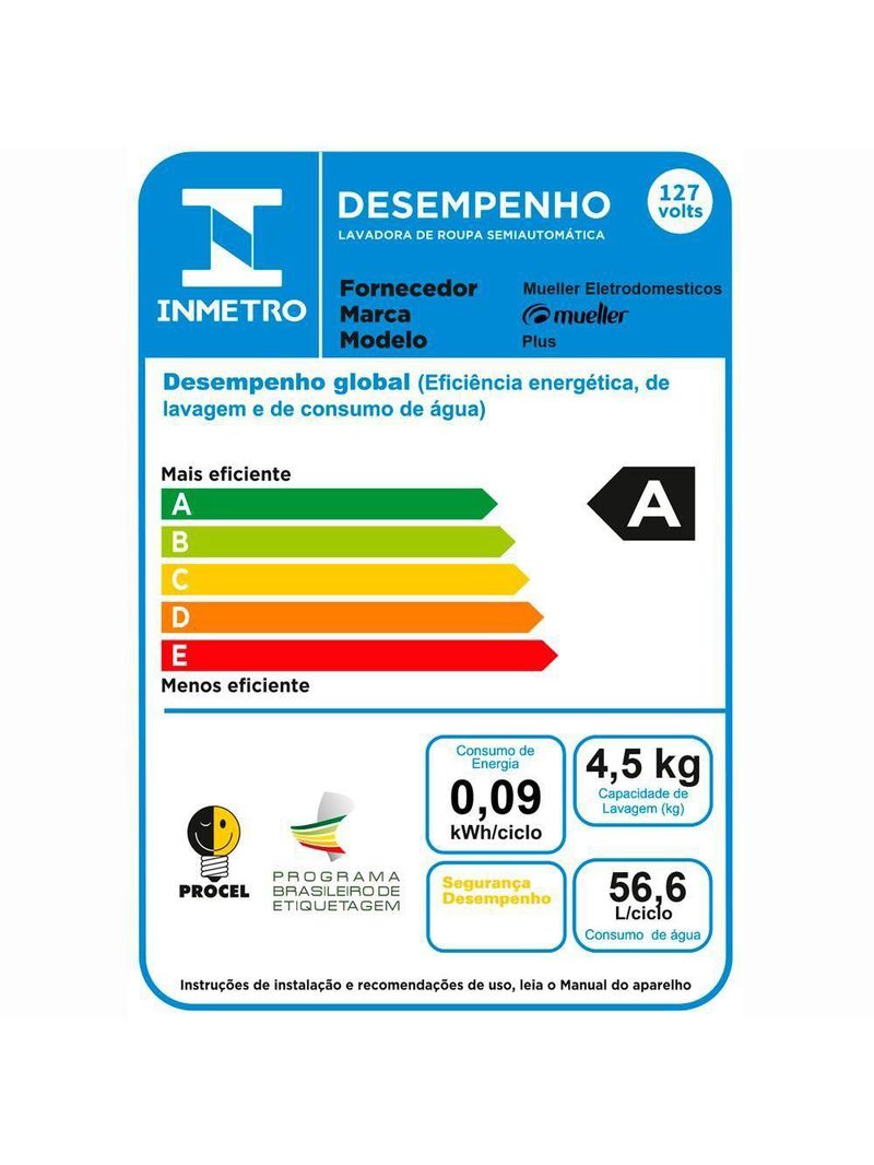 Lavadora Semiautomática Plus 45kg Preta 220v Preto 220v