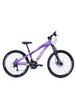 Bicicleta Viking Tuff25 Aro 26 Freio A Disco 21 V Cambios Importado Lilas Amarelo