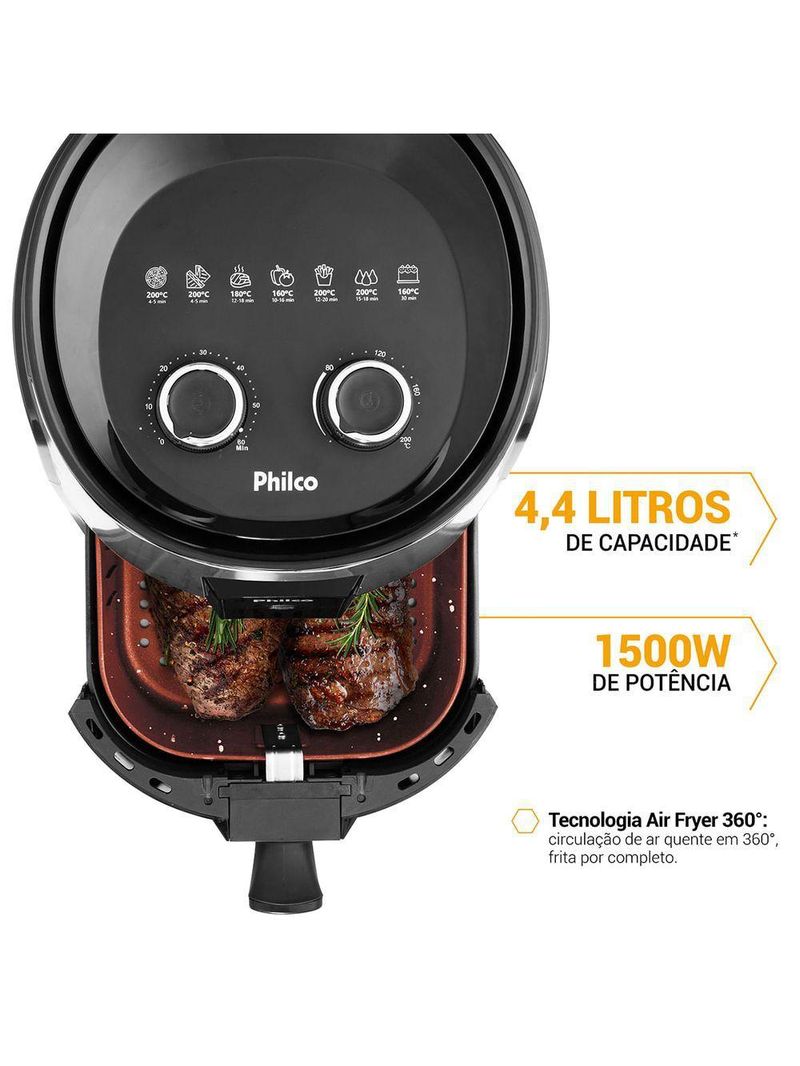 Air Fryer Philco 4,4L Antiaderente Redstone 1500W 220V