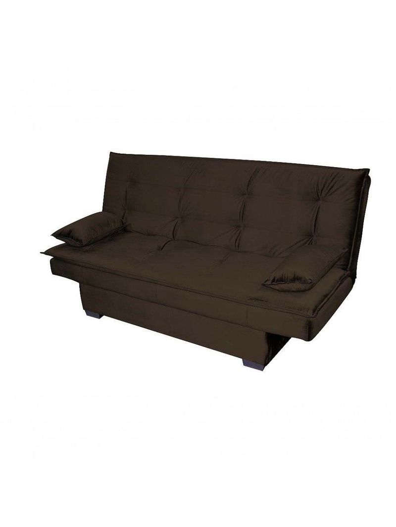 Sofá Cama 3 Lugares Casal Premium Reclinavel 1,80 Larg Esmeralda Matrix Veludo Marrom