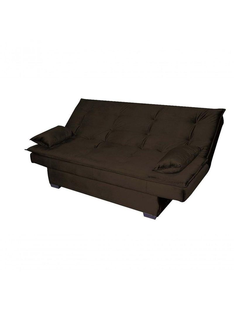 Sofá Cama 3 Lugares Casal Premium Reclinavel 1,80 Larg Esmeralda Matrix Veludo Marrom