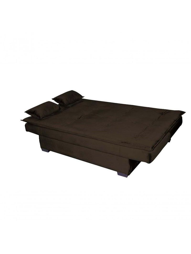 Sofá Cama 3 Lugares Casal Premium Reclinavel 1,80 Larg Esmeralda Matrix Veludo Marrom