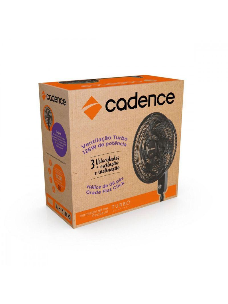 Ventilador Coluna 50 Cm Turbo Confort Preto Cadence Preto 110V