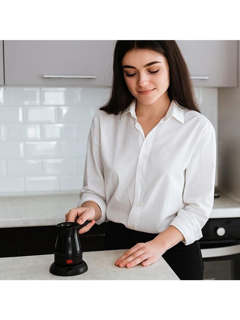 Cafeteira Turca Eletrica 600w Maquina De Cafe Expresso Europeu Com Aquecedor Rapido Cozinha Trabalho Portatil Preta