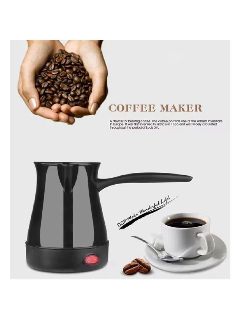 Cafeteira Turca Eletrica 600w Maquina De Cafe Expresso Europeu Com Aquecedor Rapido Cozinha Trabalho Portatil Preta