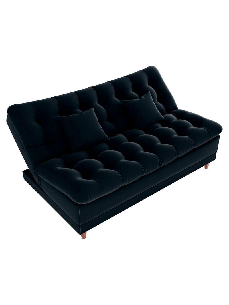Sofá Cama 3 Lugares Casal Confortável 1,85 Larg Duda Matrix Veludo Preto