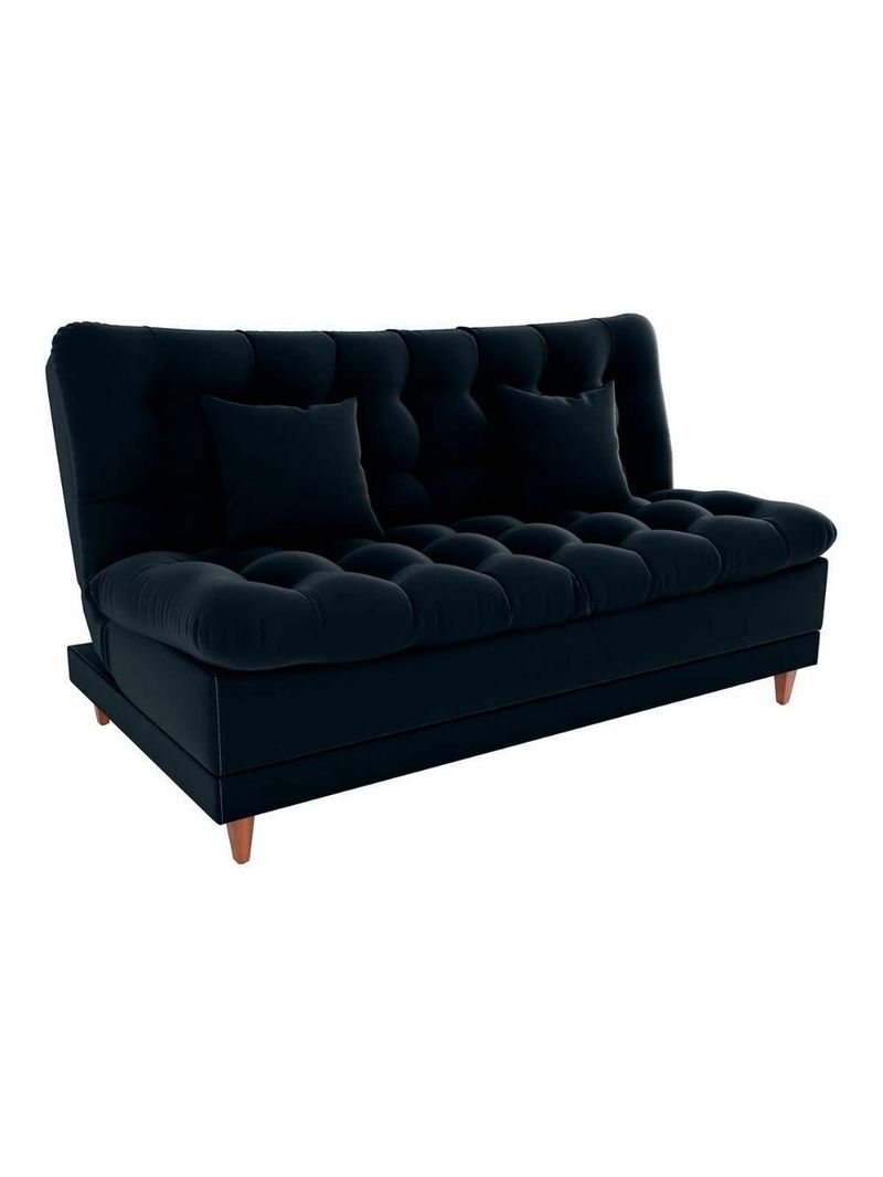 Sofá Cama 3 Lugares Casal Confortável 1,85 Larg Duda Matrix Veludo Preto