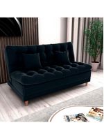 Sofá Cama 3 Lugares Casal Confortável 1,85 Larg Duda Matrix Veludo Preto