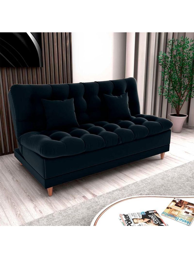Sofá Cama 3 Lugares Casal Confortável 1,85 Larg Duda Matrix Veludo Preto