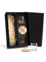Jogo de copos de vidro p/ whisky 330 ml com porta copo - 4 pçs  welf