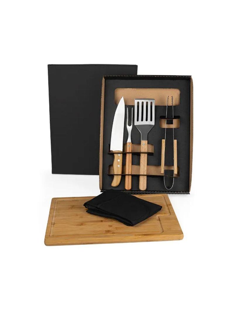 Kit para churrasco-hambúrguer com pegador e espátula - 6 peças