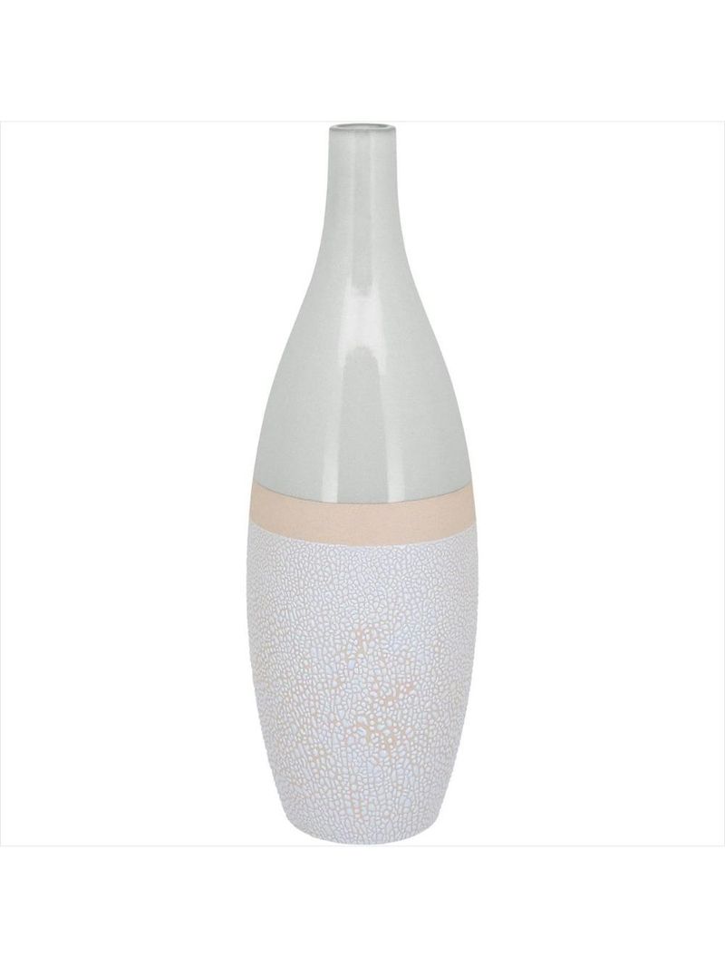 Vaso cerâmica 41x13x13cm marfim