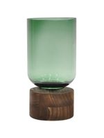 Vaso vidro mondello verde base madeira gs