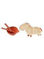 Conjunto infantil vaquinha bege - lanchinho - plastico