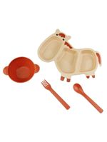 Conjunto infantil vaquinha bege - lanchinho - plastico