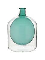 Vaso garrafa vidro 17x15x15cm cinza