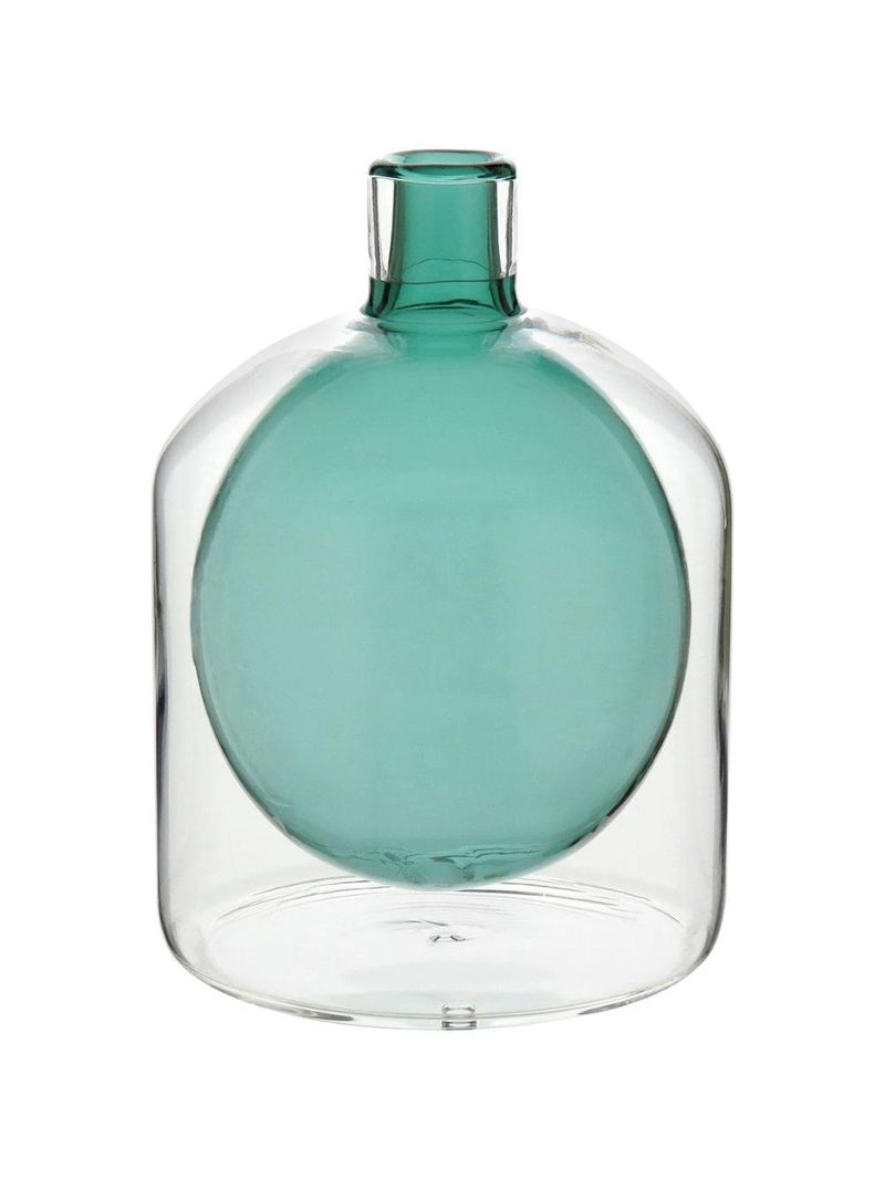 Vaso garrafa vidro 17x15x15cm cinza