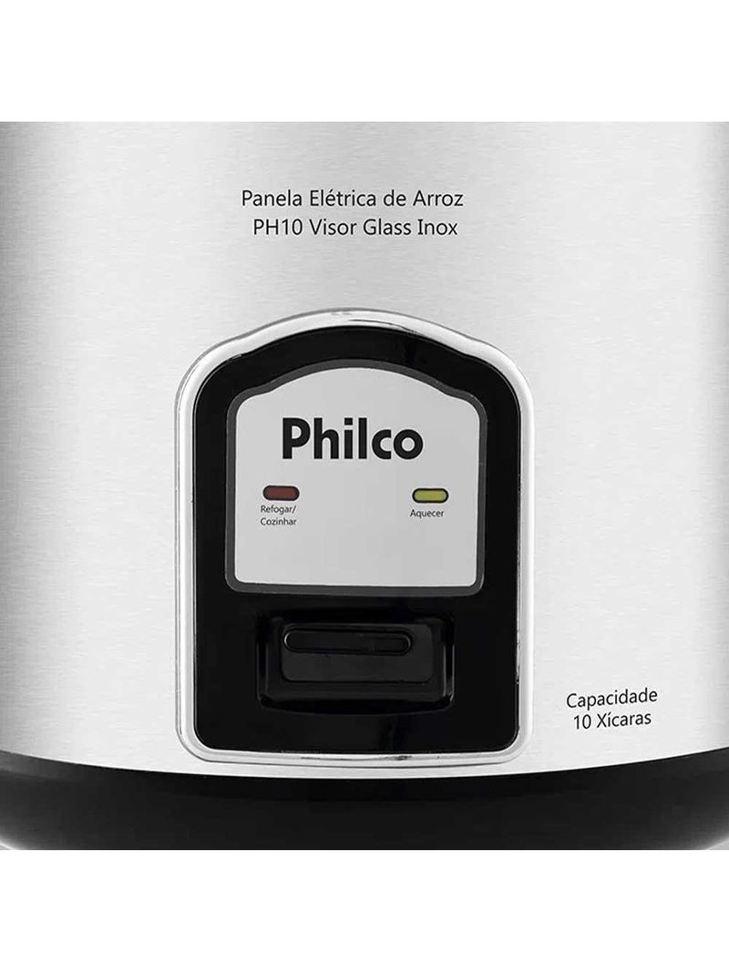 Panela De Arroz Elétrica Philco Ph 10 Xícaras Preta/Inox