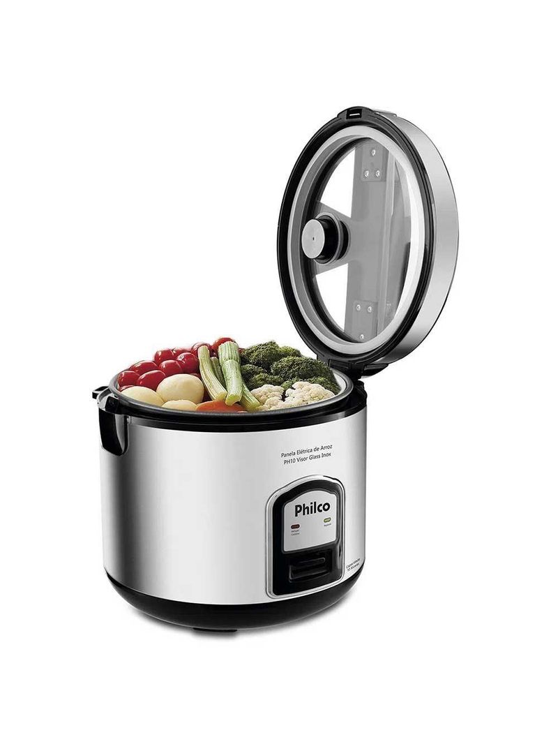 Panela De Arroz Elétrica Philco Ph 10 Xícaras Preta/Inox