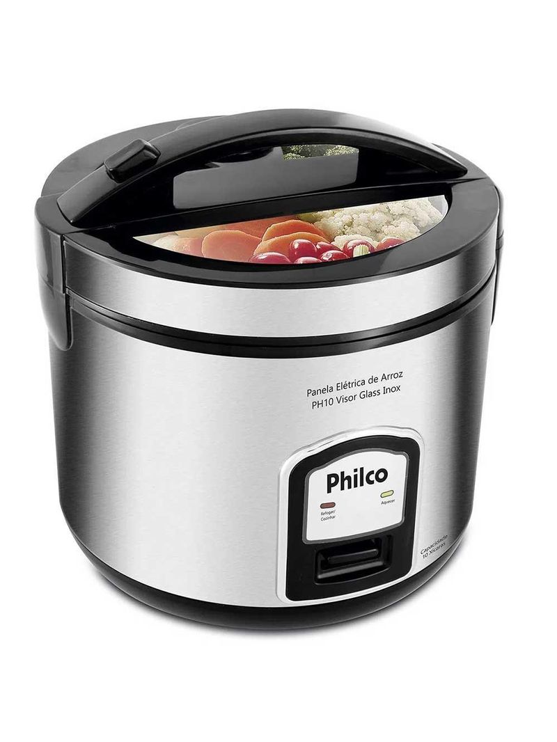 Panela De Arroz Elétrica Philco Ph 10 Xícaras Preta/Inox