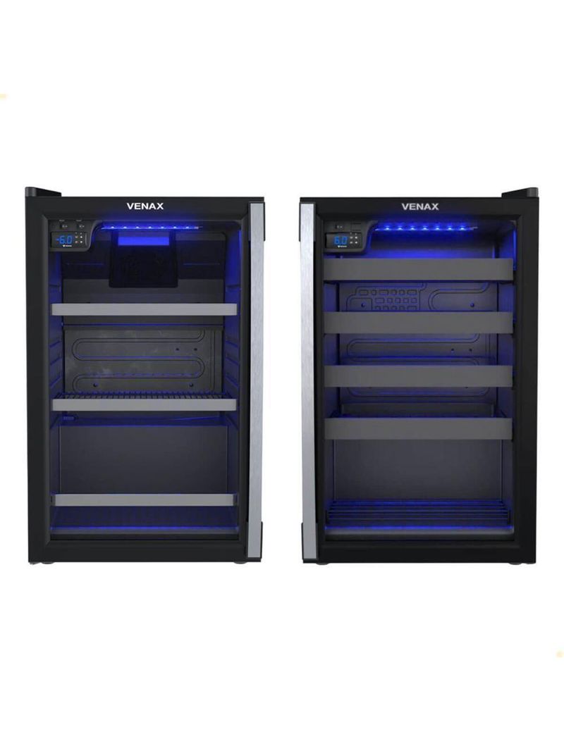Conjunto Venax Cervejeira Blue Light E Adega Piubella Preto Fosco Porta Invertida 220V