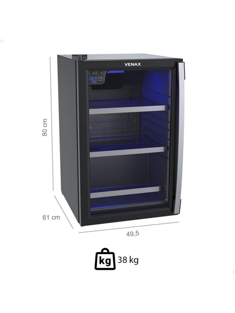 Conjunto Venax Cervejeira Blue Light E Adega Piubella Preto Fosco Porta Invertida 220V