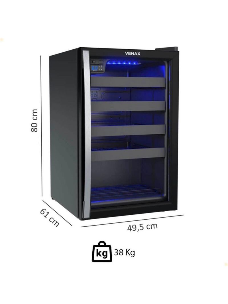 Conjunto Venax Cervejeira Blue Light E Adega Piubella Preto Fosco Porta Invertida 220V