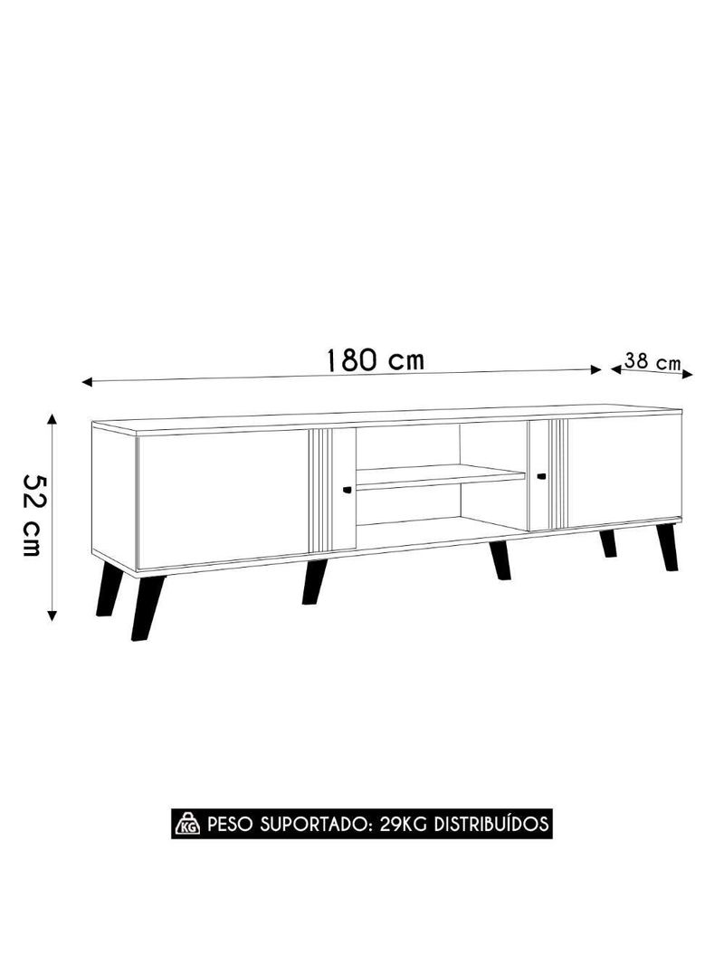 Rack Bancada Para TV 75 Polegadas 180cm Sia Nature Off White Z49 - Mpozenato