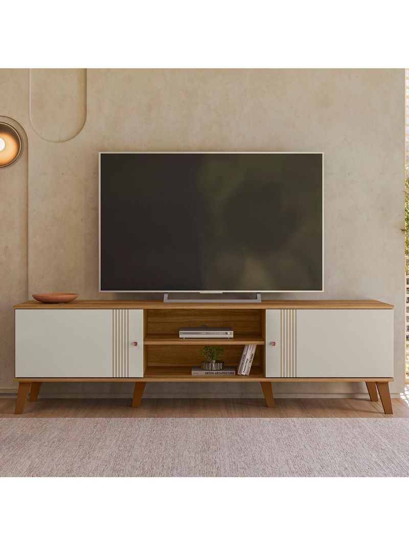 Rack Bancada Para TV 75 Polegadas 180cm Sia Nature Off White Z49 - Mpozenato