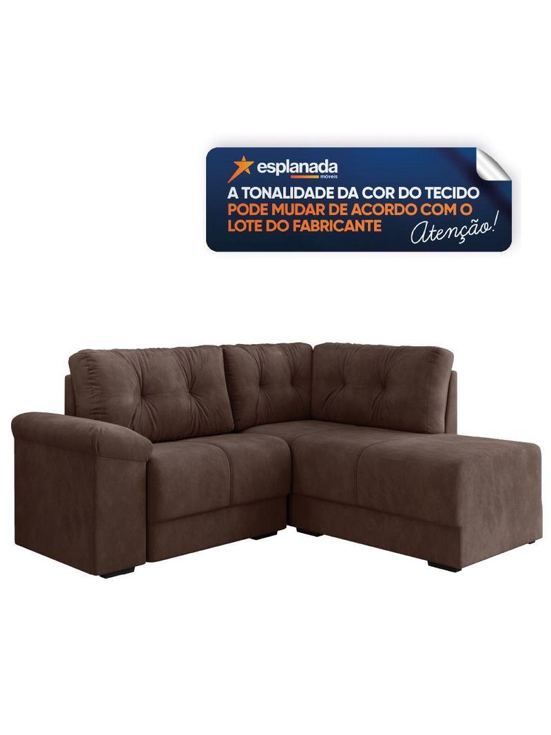 Sofá De Canto 5 Lugares Apolo Veludo Selmer Marrom