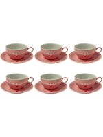 Xícaras para chá com pires Lámour 160 ml 6 peças rosa pastel
