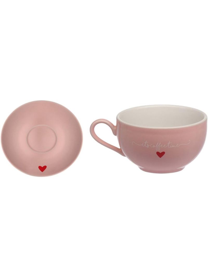 Xícaras para chá com pires Lámour 160 ml 6 peças rosa pastel
