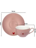 Xícaras para chá com pires Lámour 160 ml 6 peças rosa pastel