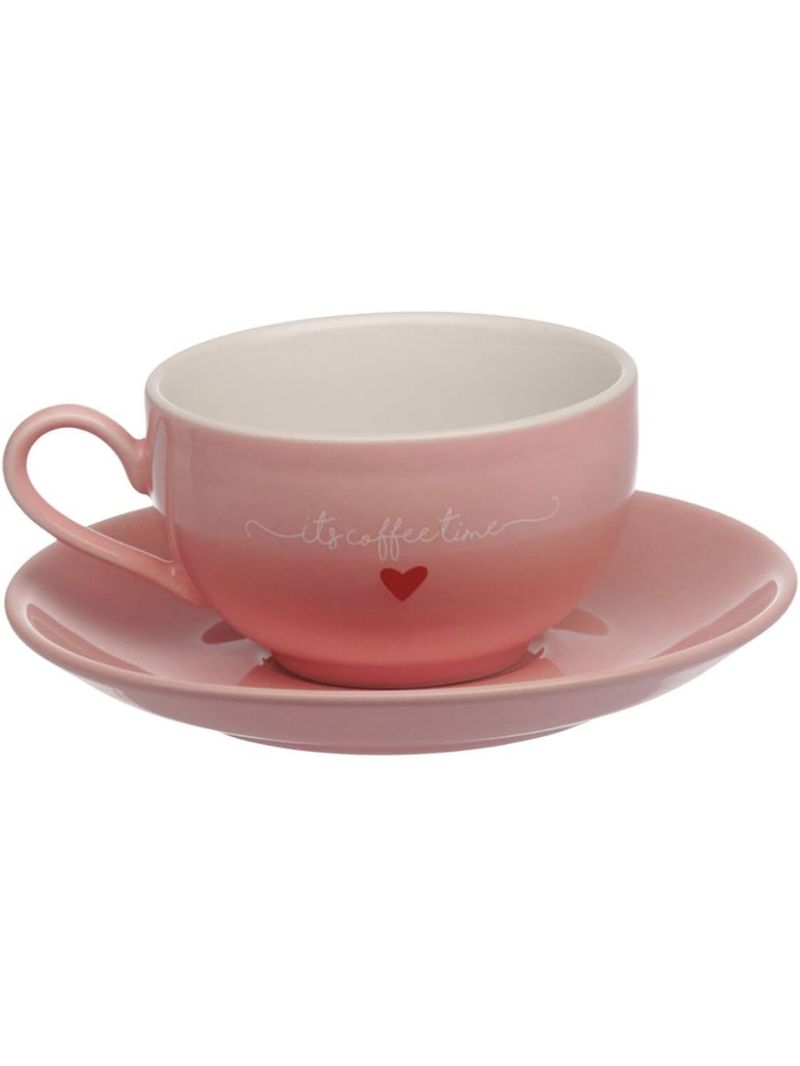 Xícaras para chá com pires Lámour 160 ml 6 peças rosa pastel