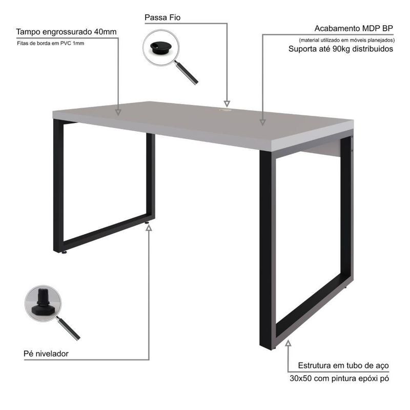Mesa Operacional 135x70x75cm Yon - Off White-estpreta Off White-estpreta