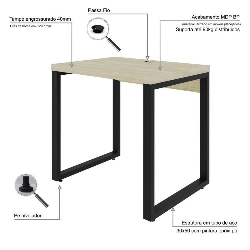 Mesa Operacional 80x60x75cm Yon - Ciliegio-estpreta Ciliegio-estpreta
